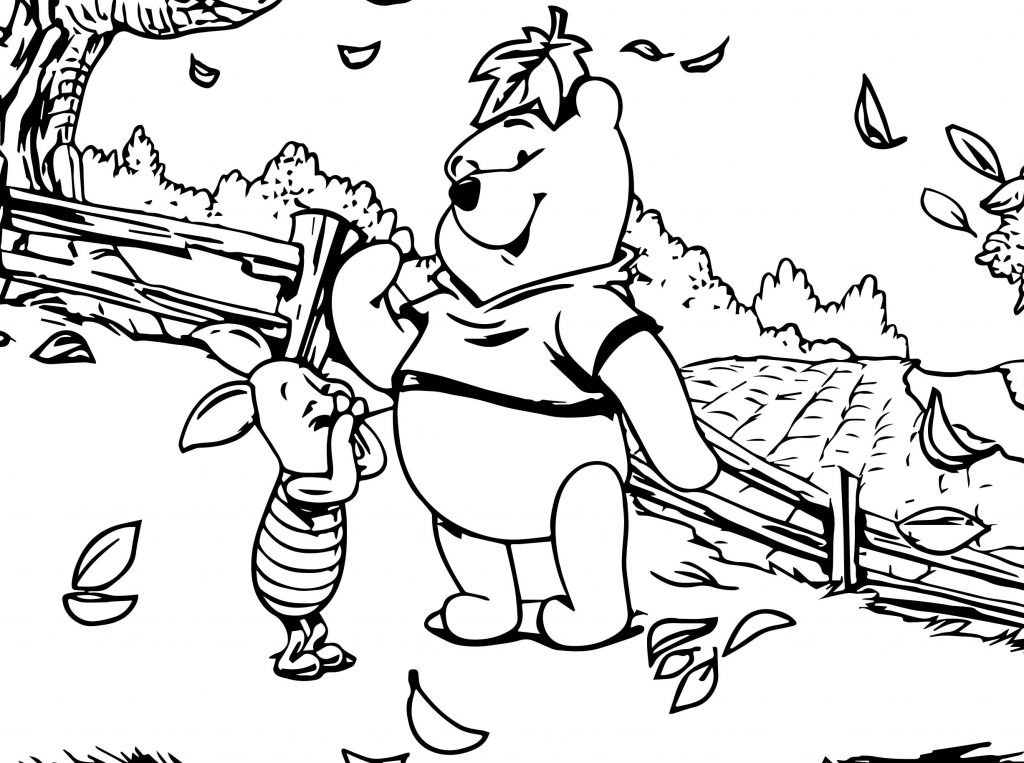 Coloring Pages For Kids Fall
 Pooh and Piglet Autumn Coloring Page