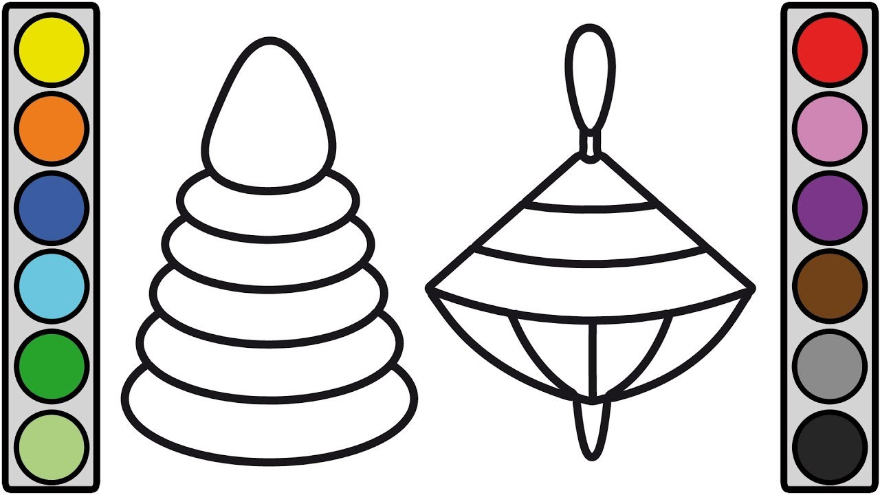 Coloring Picture For Kids
 Coloring for Kids with Baby Pyramid & Spinning Top Toy
