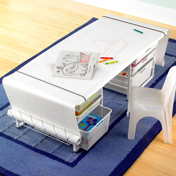 Coloring Table For Kids
 White Elfa Kids Mesh Coloring Table with Rounded Corners