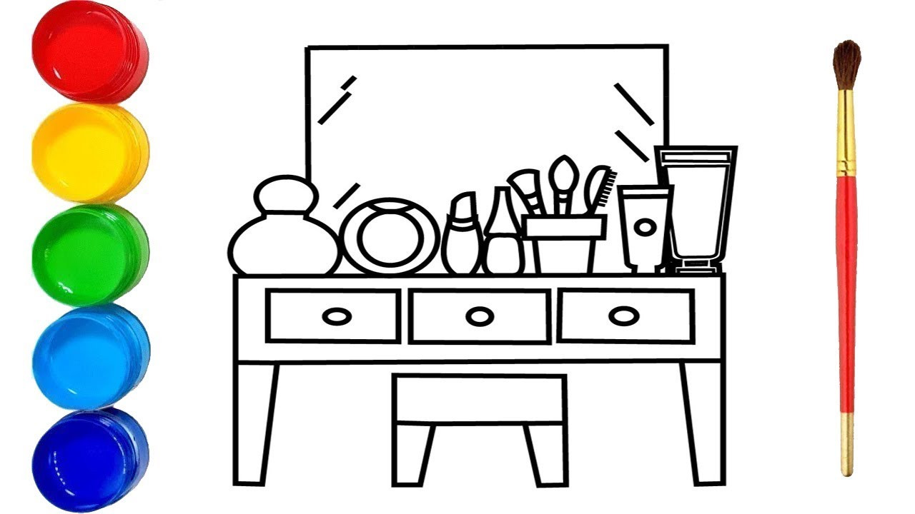 Coloring Table For Kids
 Glitter Makeup Table Drawing And Coloring Pages For Kids