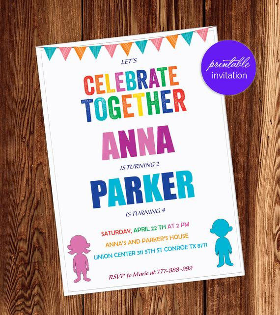 Combined Birthday Party Invitations
 Boy Girl Joint Party Joint Birthday party Invitation