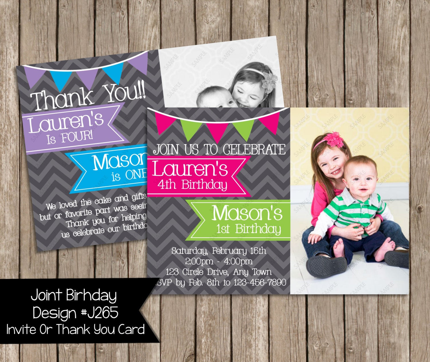 Combined Birthday Party Invitations
 Joint Birthday Party Invitation Boy & Girl by PeriwinklePapery