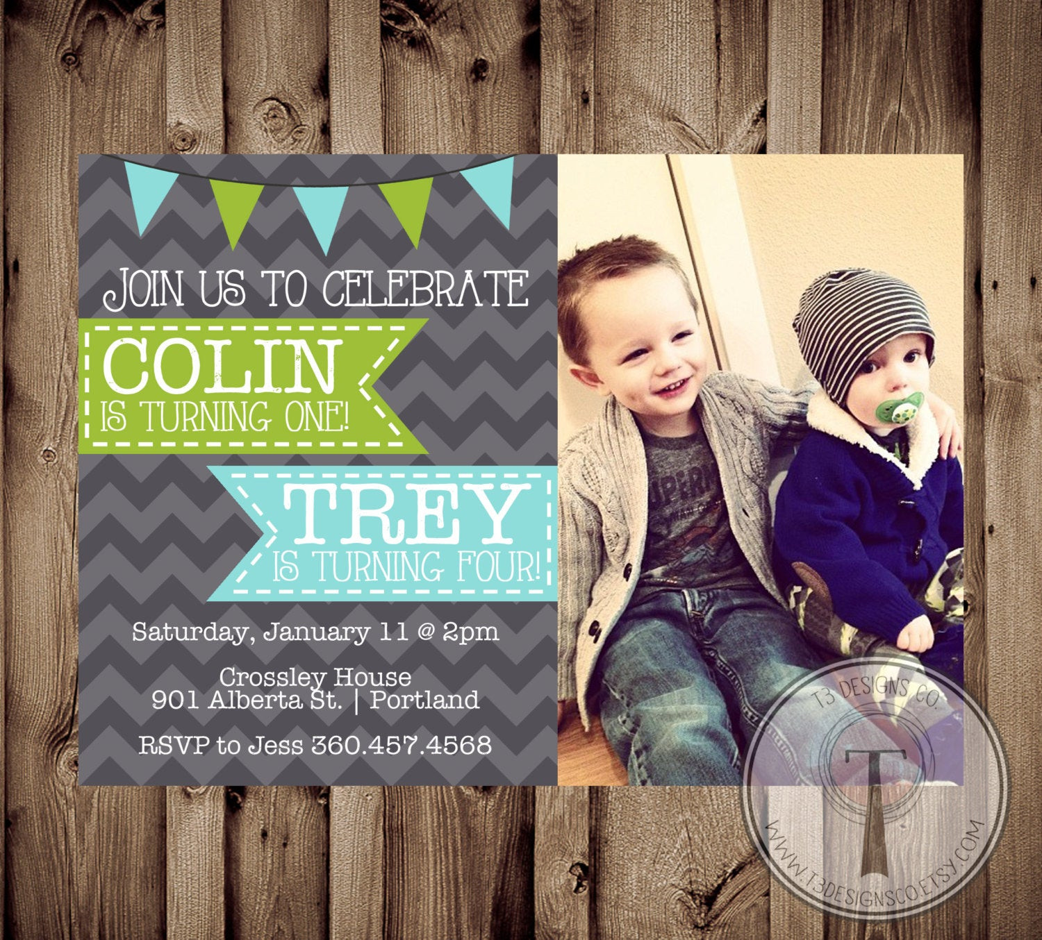 Combined Birthday Party Invitations
 Joint Birthday Party Invitation Twin Birthday Invitation