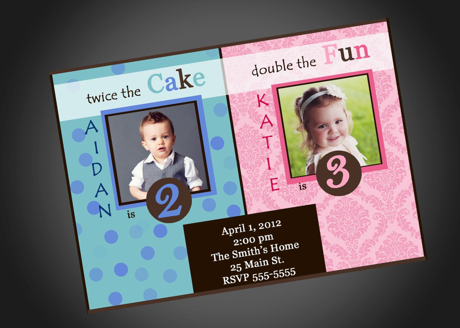 Combined Birthday Party Invitations
 Joint Party Girl Boy Birthday Invitation