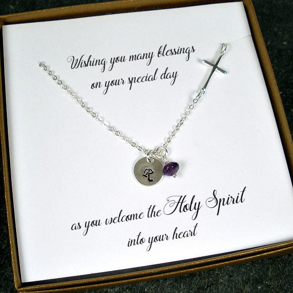 Confirmation Gift Ideas For Girls
 First munion Confirmation Gift for Girl Cross Initial