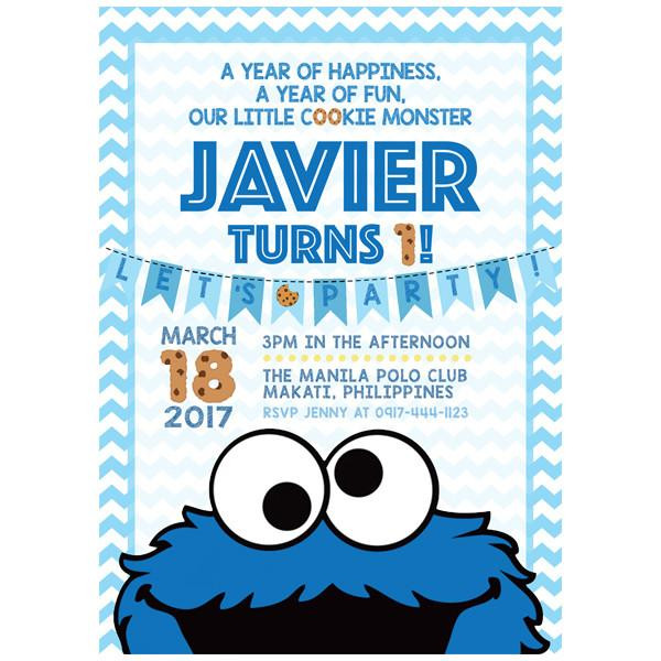 Cookie Monster Birthday Invitations
 Cookie Monster Themed Birthday Invitation – Pepa Prints