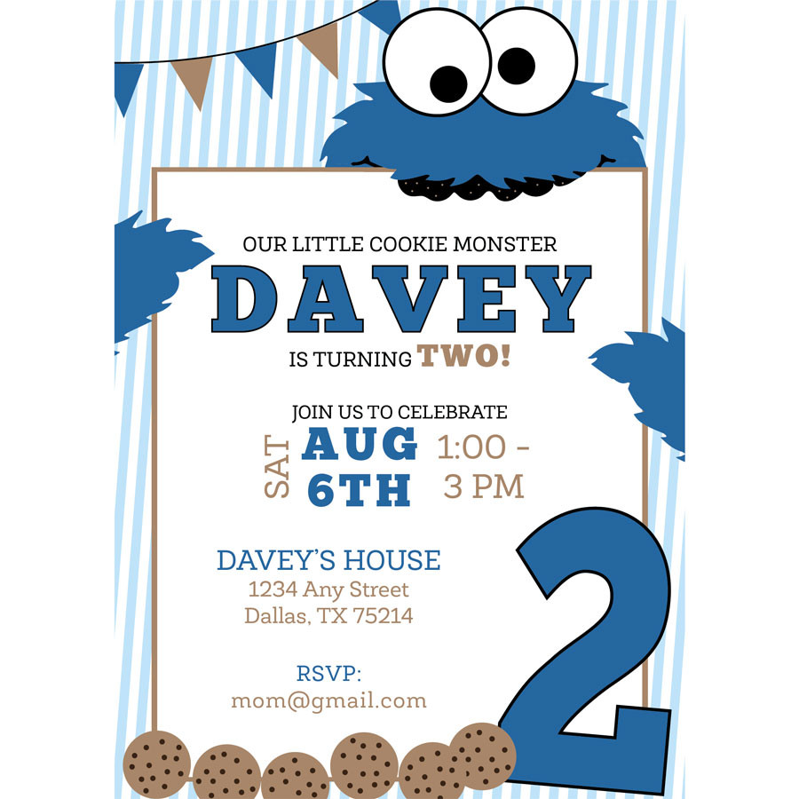 Cookie Monster Birthday Invitations
 Cookie Monster Birthday Invitation