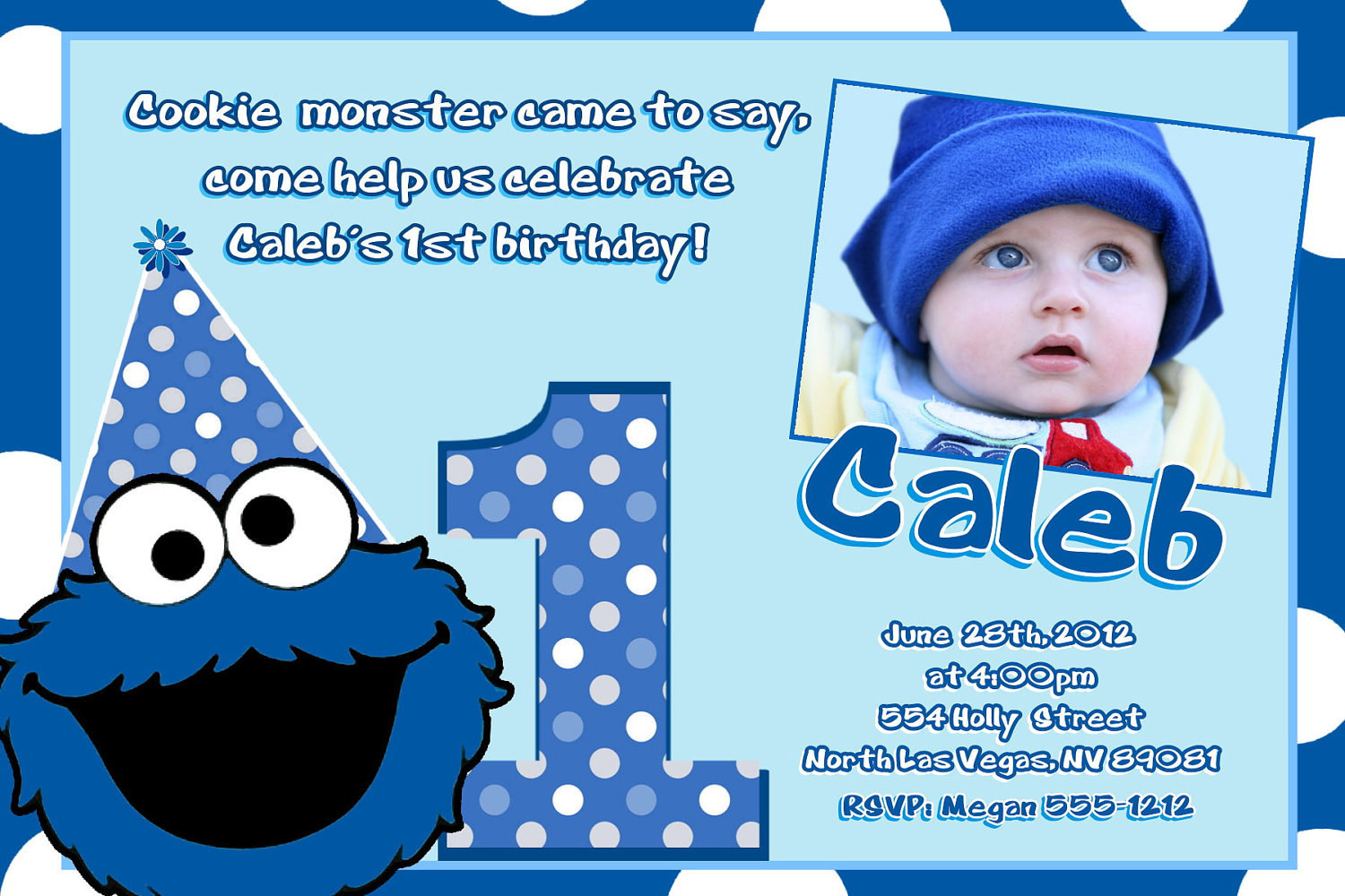 Cookie Monster Birthday Invitations
 Cookie Monster Birthday Invitations DIY Digital Printable