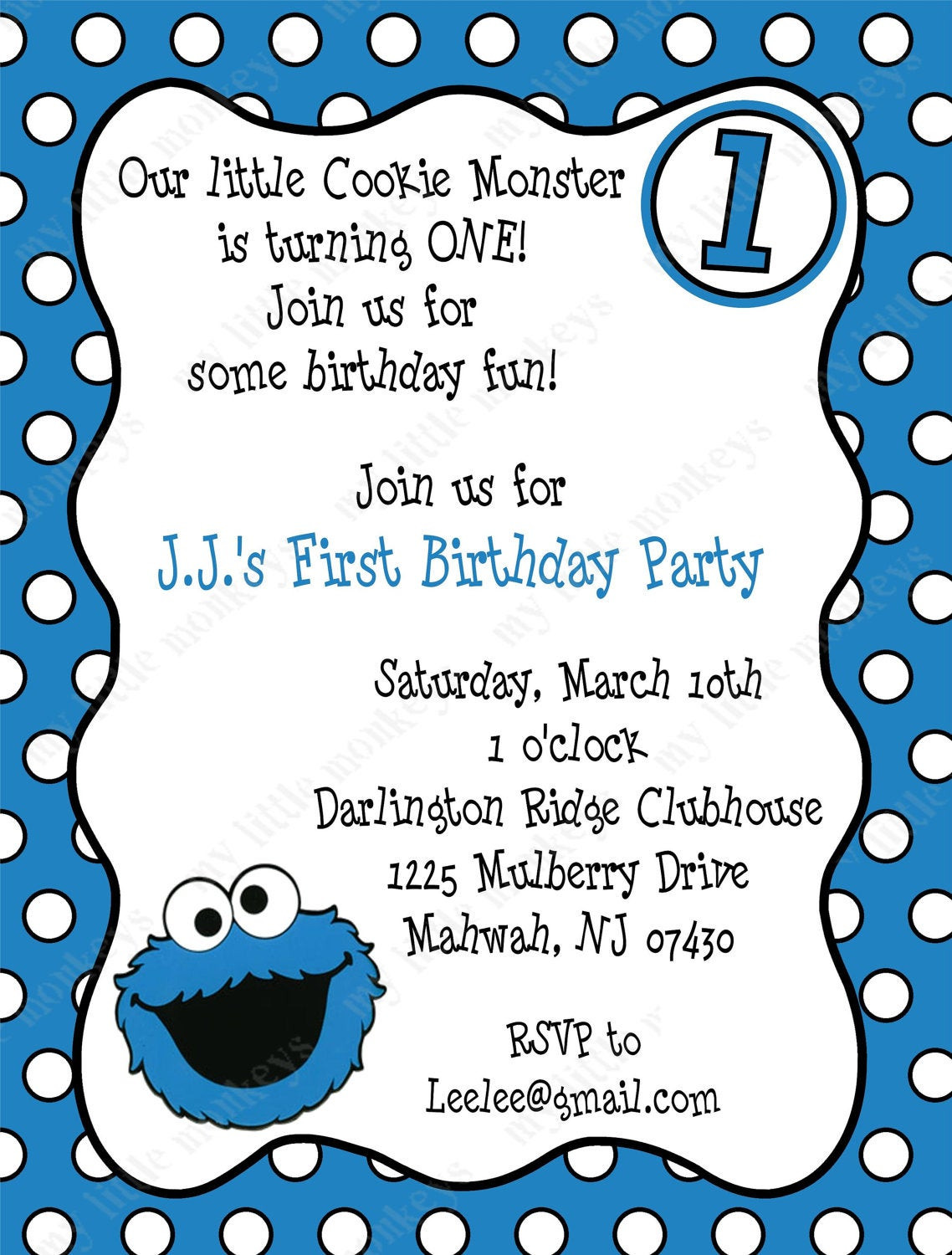 Cookie Monster Birthday Invitations
 10 Cookie Monster Birthday Invitations with Envelopes Free