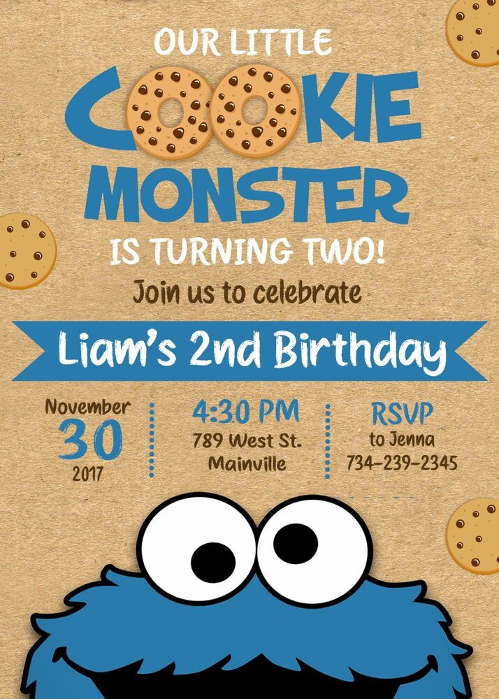 Cookie Monster Birthday Invitations
 Cookie Monster Birthday Party Invitation Cookie Monster