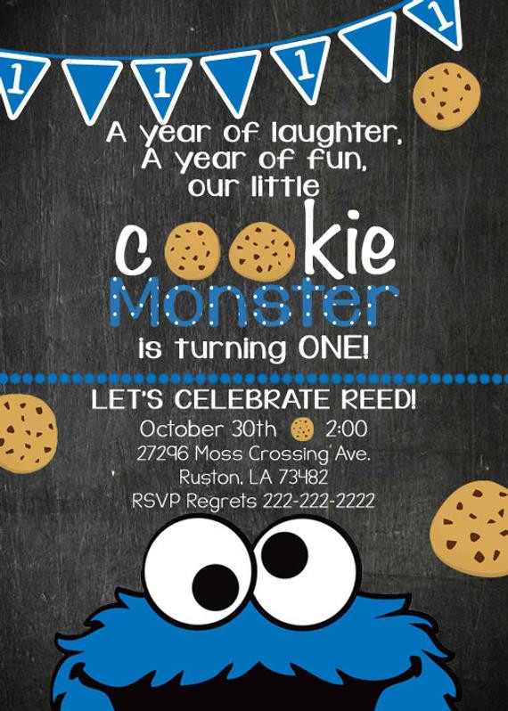 Cookie Monster Birthday Invitations
 Cookie Monster Birthday Invite Cookie Monster Invitation