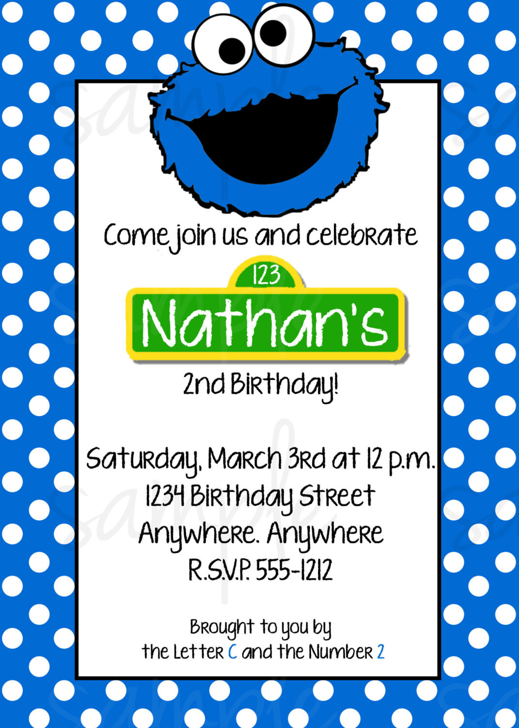 Cookie Monster Birthday Invitations
 Cookie Monster Birthday Invitation