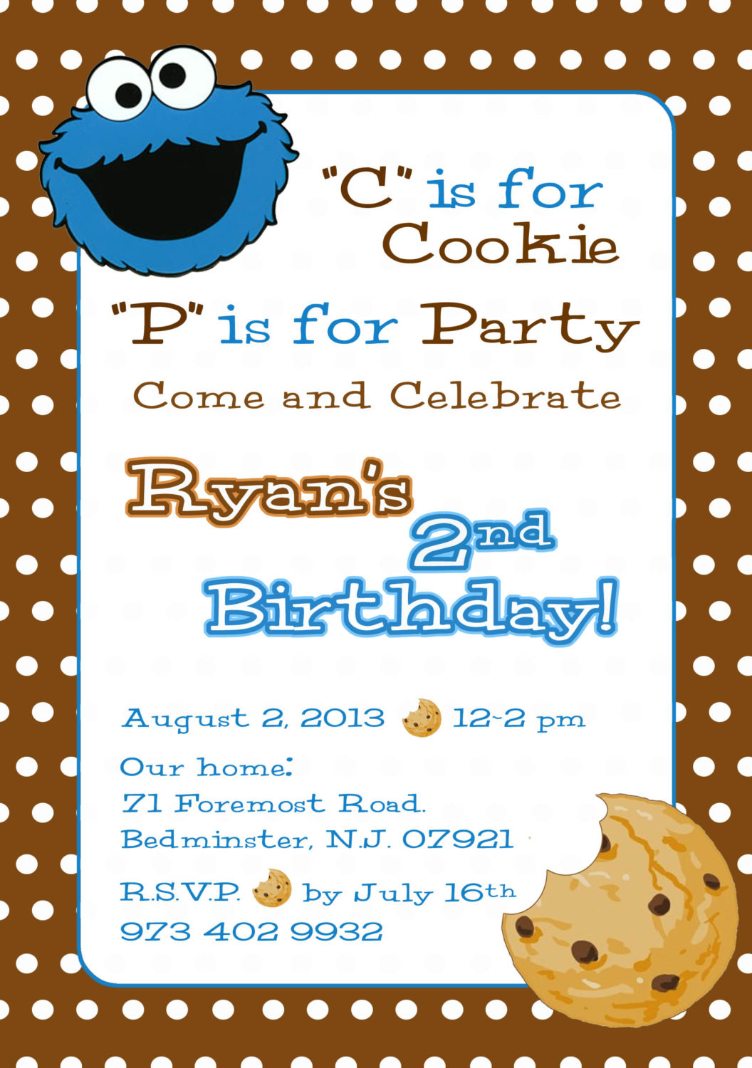 Cookie Monster Birthday Invitations
 Milk And Cookie Cookie Monster Birthday Invitation