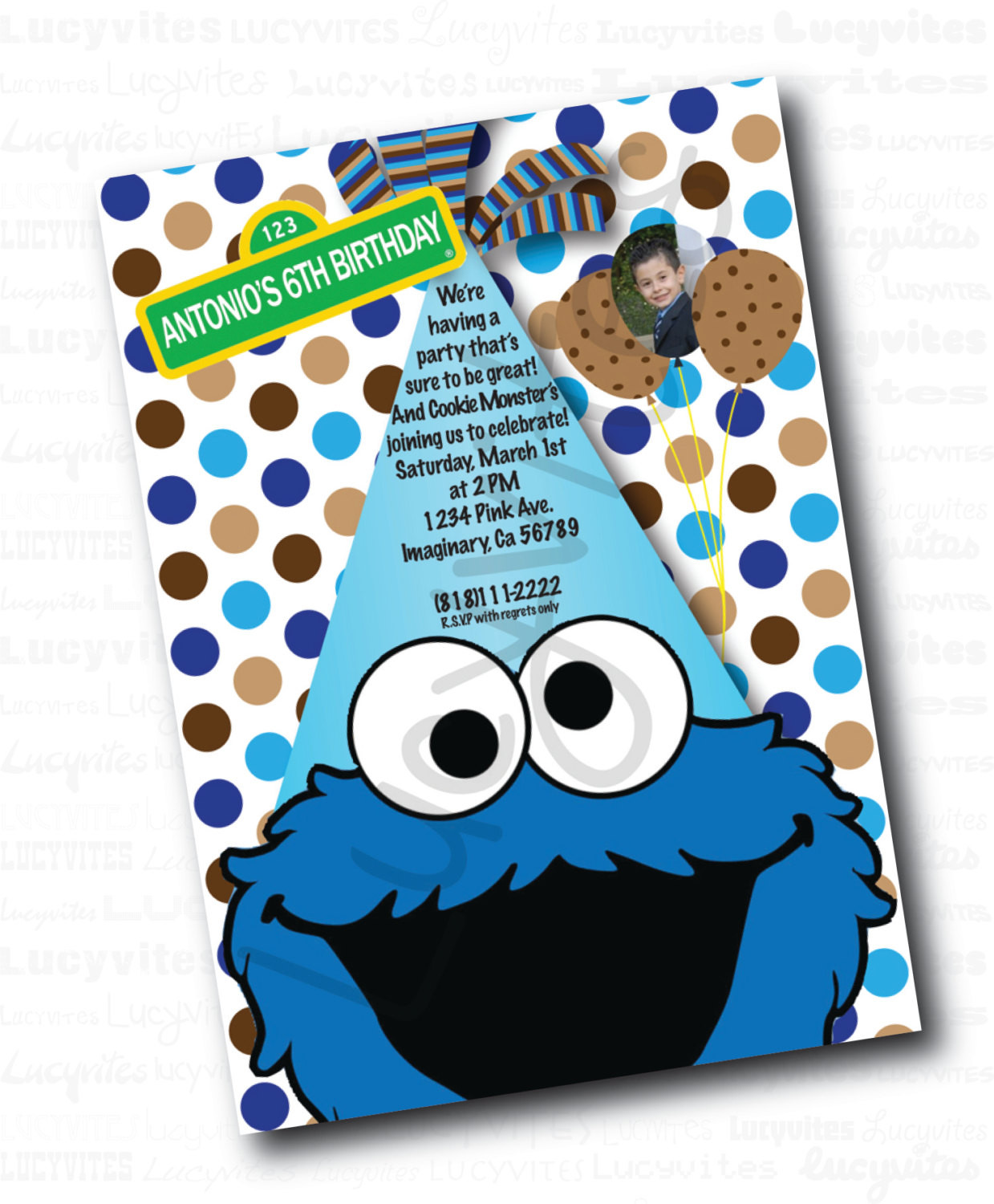 Cookie Monster Birthday Invitations
 Cookie Monster Birthday Digital Invitation