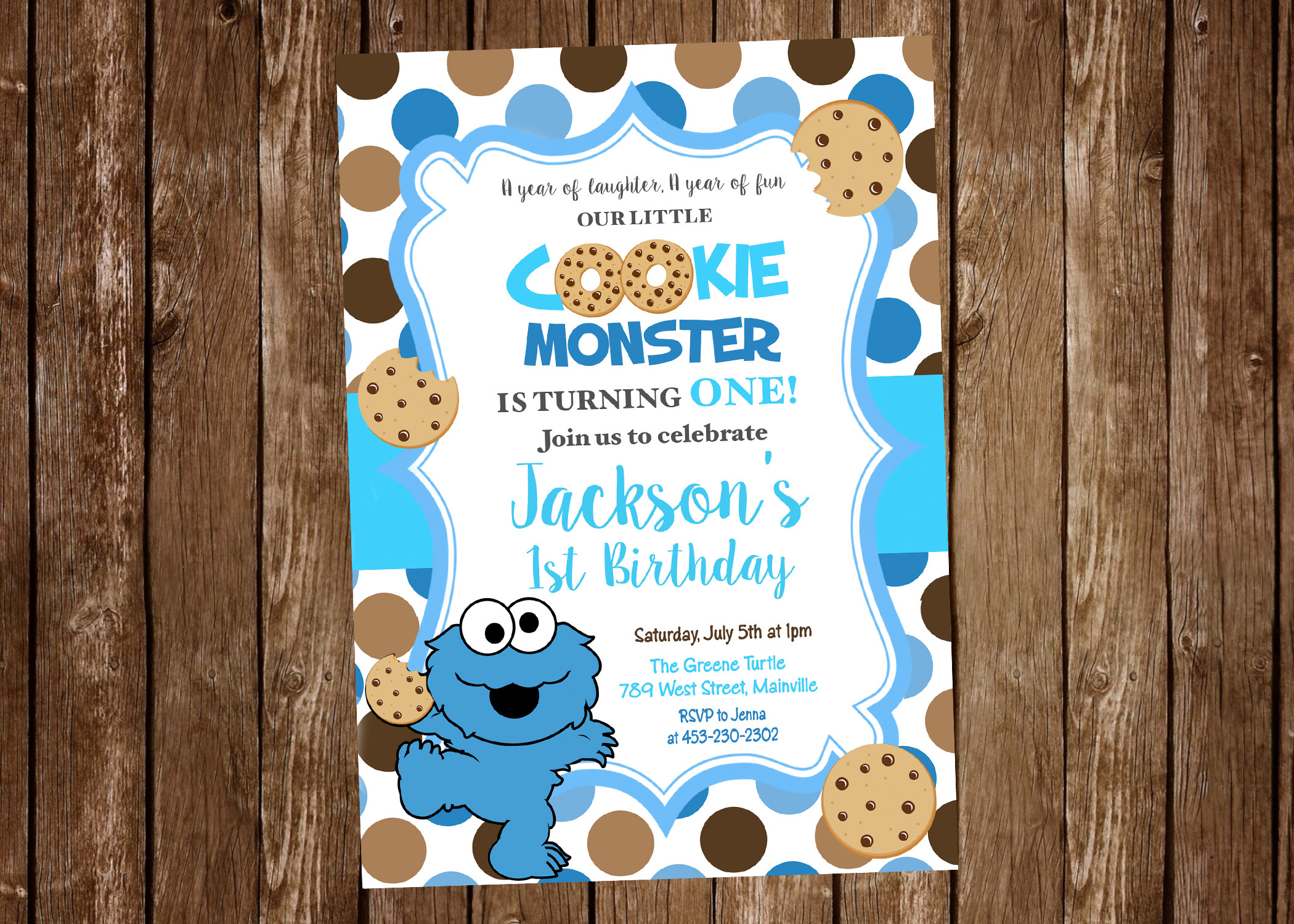 Cookie Monster Birthday Invitations
 Cookie Monster First Birthday e Year Birthday Party