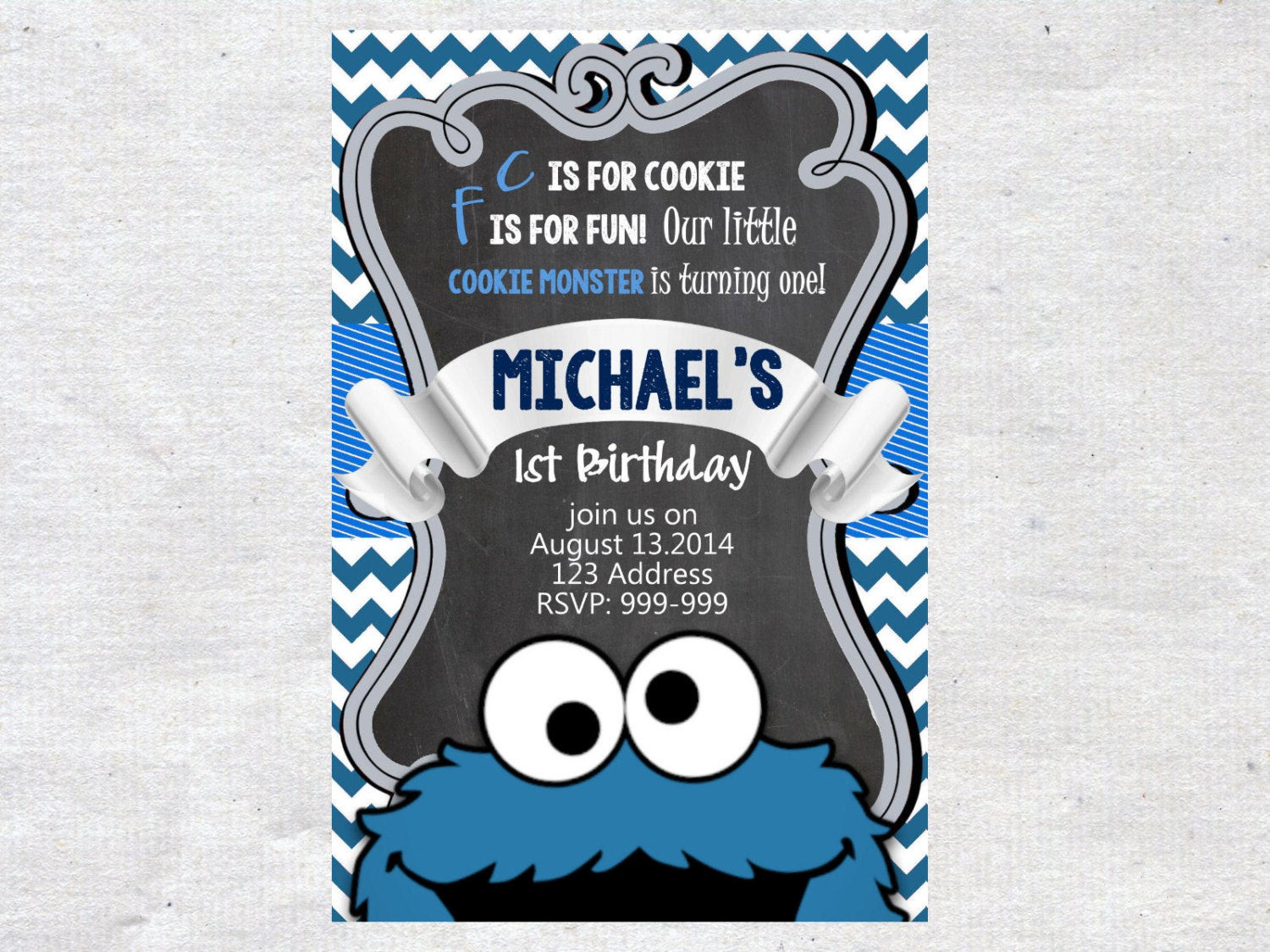 Cookie Monster Birthday Invitations
 Cookie Monster Birthday inviteCookie Monster inviteJPG