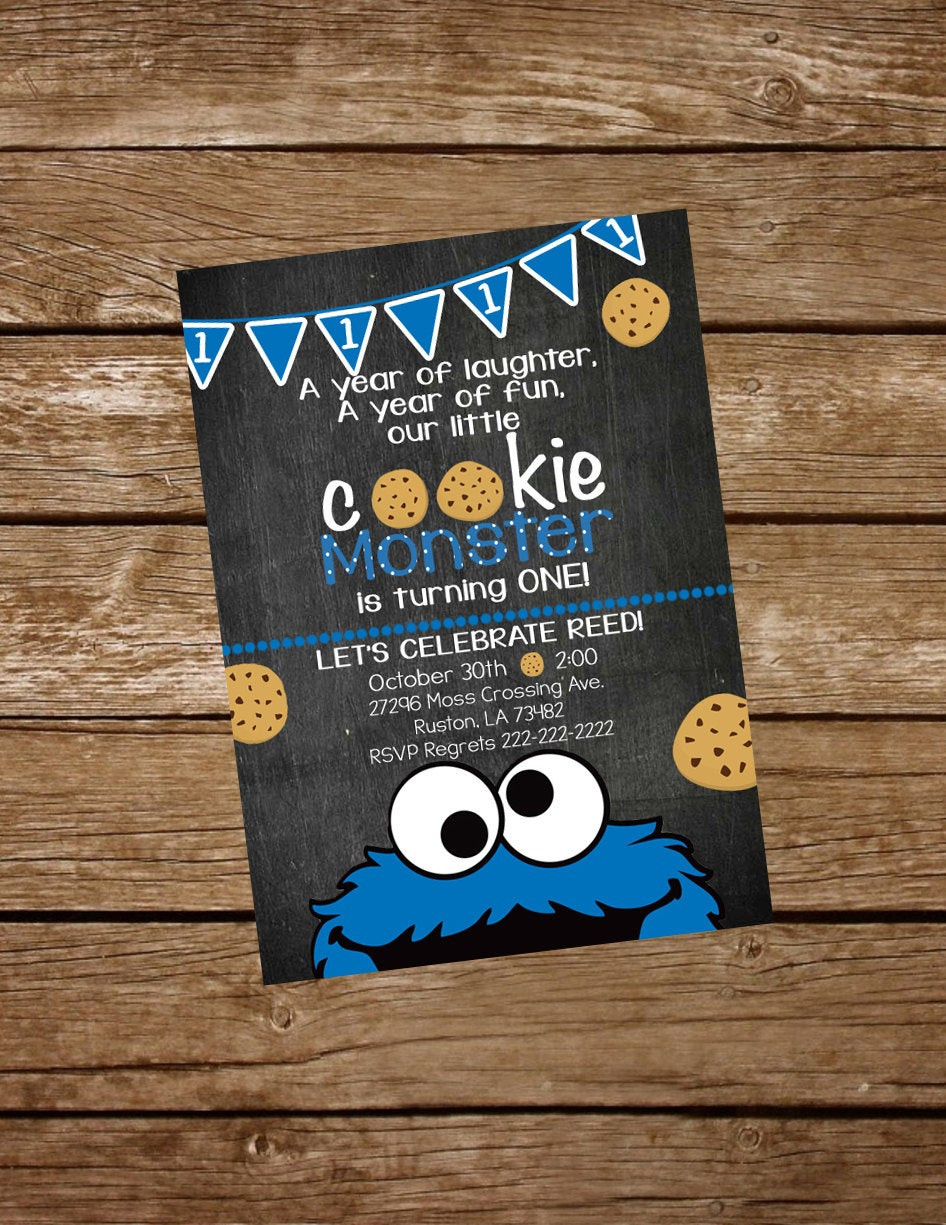 Cookie Monster Birthday Invitations
 Cookie Monster Birthday Invite Cookie Monster Invitation