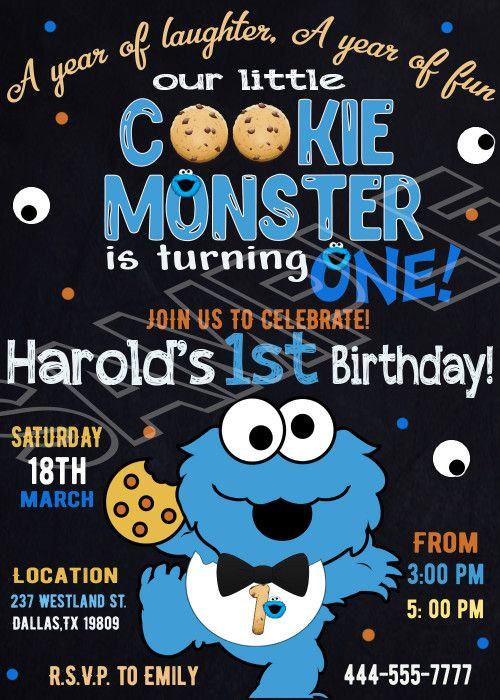 Cookie Monster Birthday Invitations
 Cookie Monster Invitation Cookie Monster Birthday