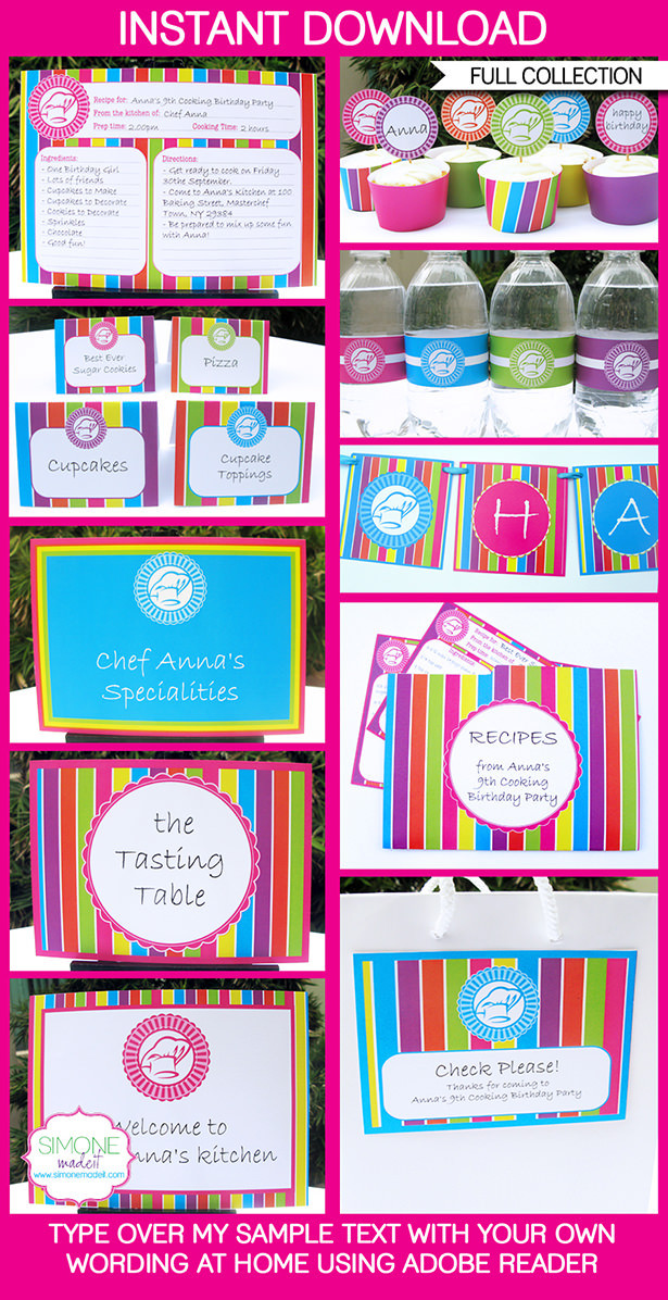 Cooking Birthday Party
 Cooking Party Printables Invitations & Decorations