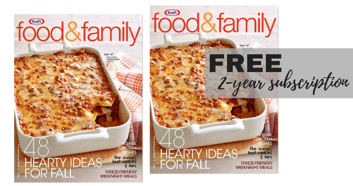 Cooking For Two Magazine
 FREE 2 Year Subscription to Kraft Food & Family Magazine