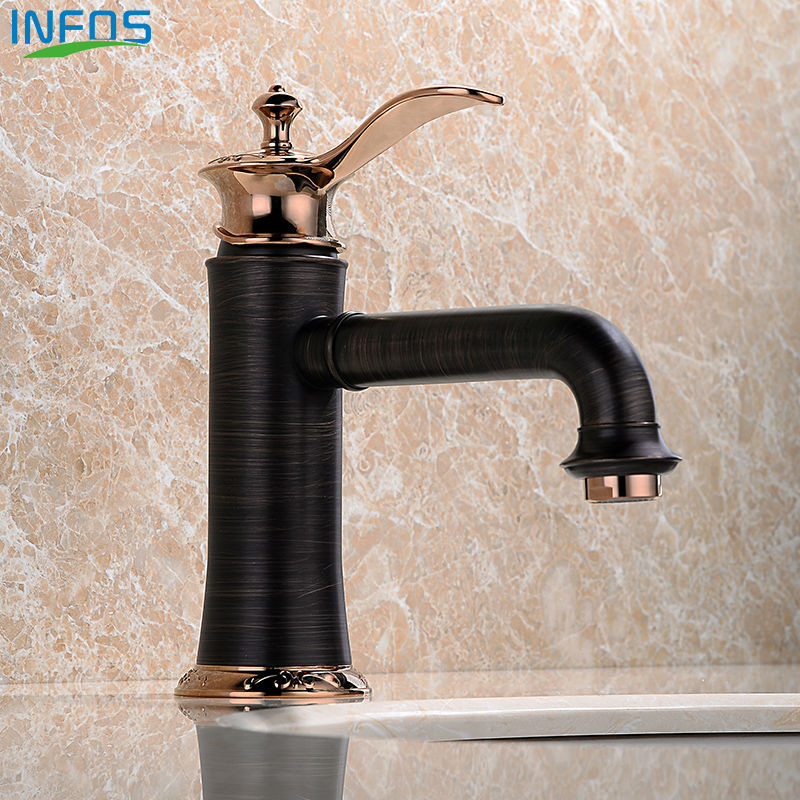 Copper Bathroom Faucets
 INFOS Black Antique Copper Bathroom Brass Basin Faucet