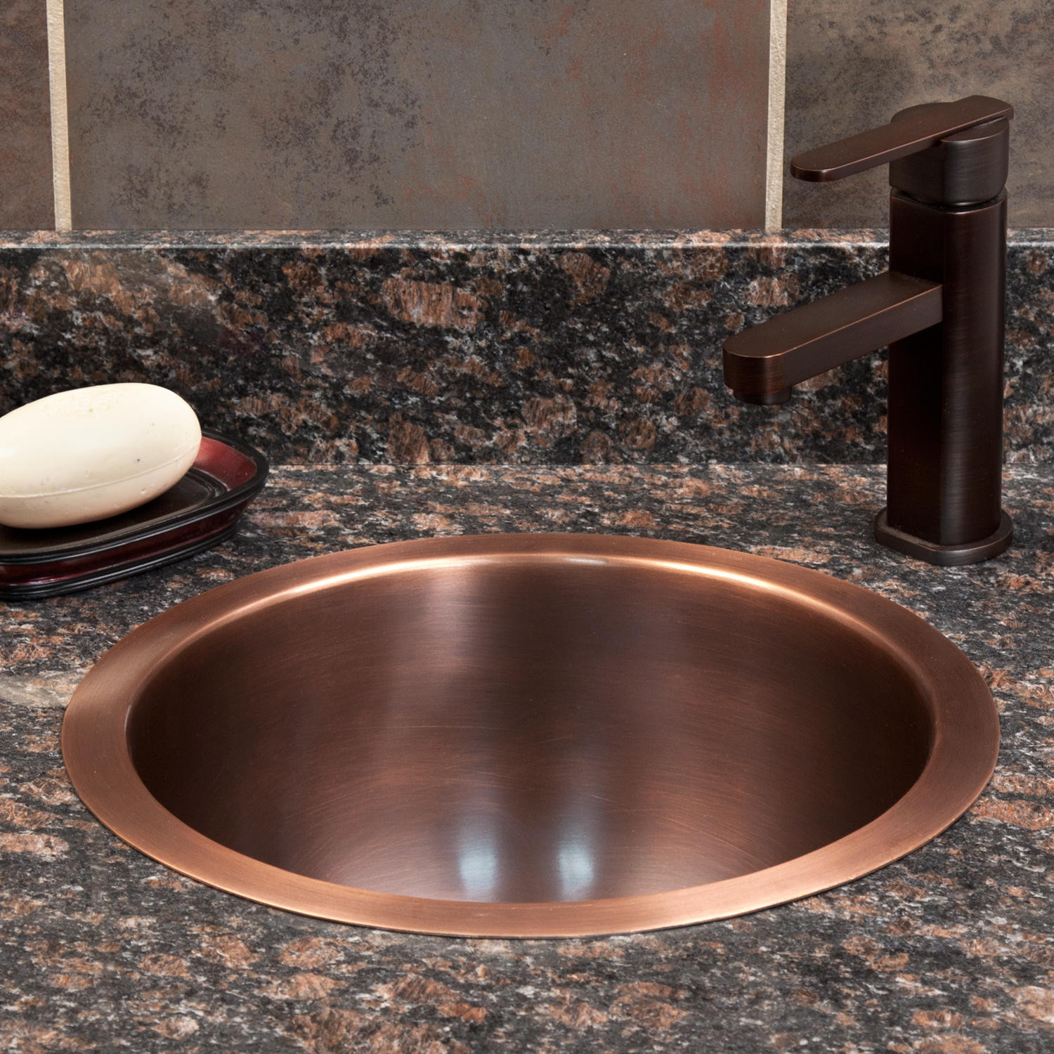 Copper Bathroom Sink
 14" Baina Extra Deep Round Copper Sink Drop in Sinks
