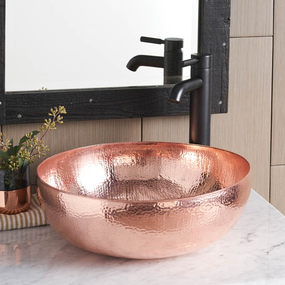 Copper Bathroom Sink
 16 Inch Maestro Round Copper Vessel Bathroom Sink