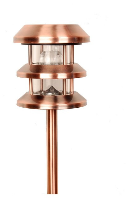 Copper Landscape Lighting
 Contemporary Copper Solar LED 16 1 4" High Lantern