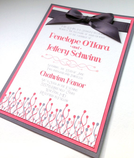 Coral And Gray Wedding Invitations
 Coral and Grey Wedding Invitations