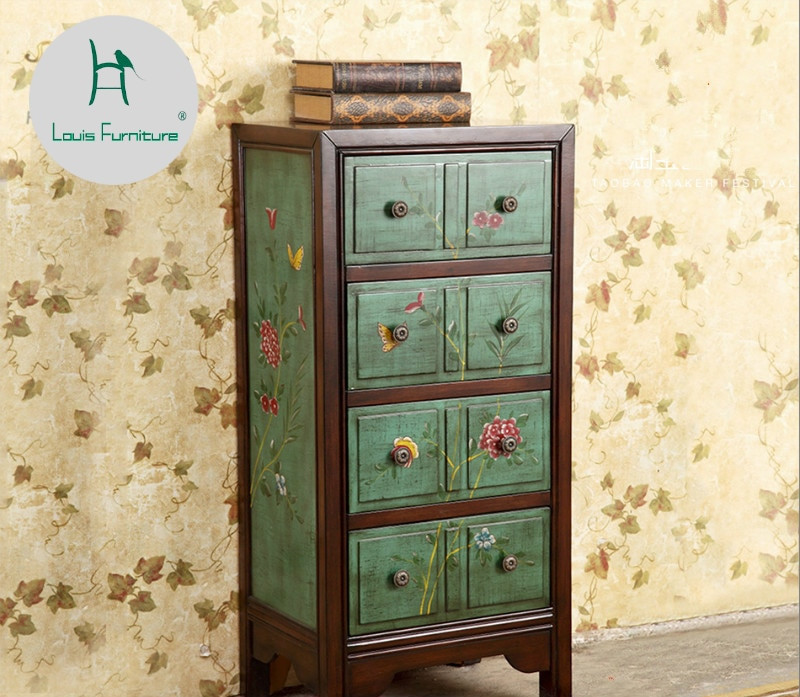 Corner Cabinet Bedroom
 Louis Fashion American Pastoral Painted Furniture Green