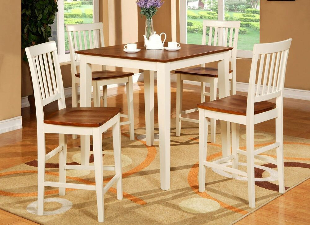 Counter Height Kitchen Table Sets
 5pc counter height pub set table 4 bar stool wood chairs