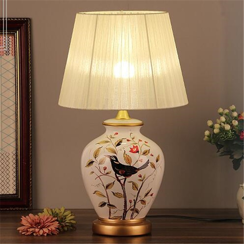 Country Table Lamps Living Room
 Vintage Retro Country Chinese Porcelain Ceramic Fabric E27