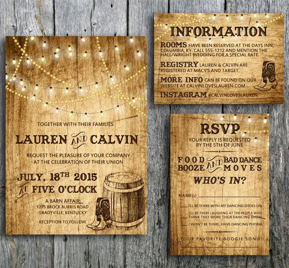 Country Themed Wedding Invitations
 Love this Country Western themed wedding invitation set