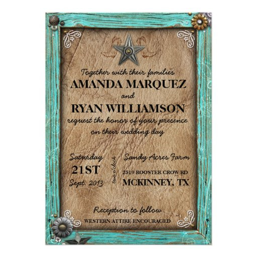 Country Themed Wedding Invitations
 Rustic Country Western Wedding Invitation