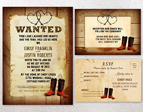 Country Themed Wedding Invitations
 Amazon Cowboy Western Rustic Country Themed Wedding