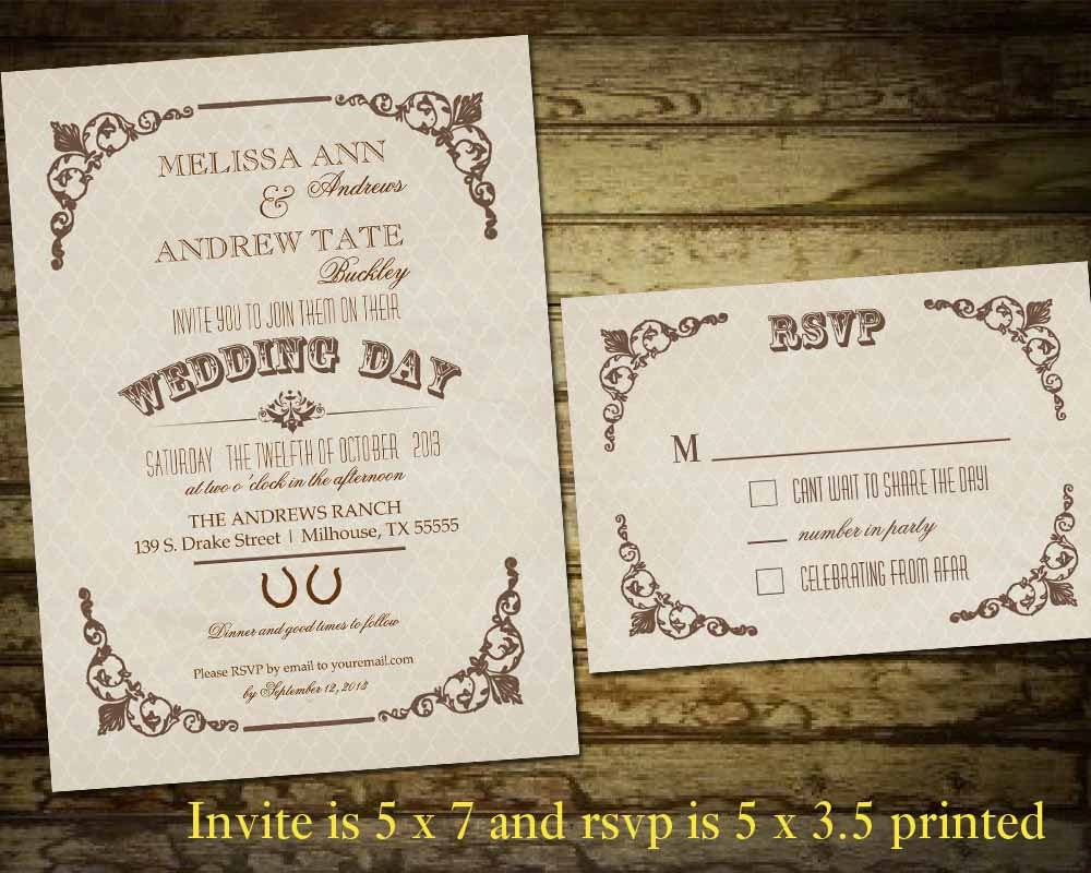 Country Themed Wedding Invitations
 Country Western Wedding Invitations Vintage by NotedOccasions