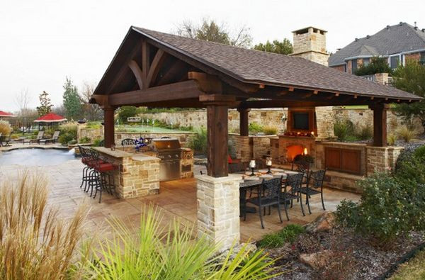 Covered Outdoor Kitchen
 Outdoor Kitchen Designs Featuring Pizza Ovens Fireplaces