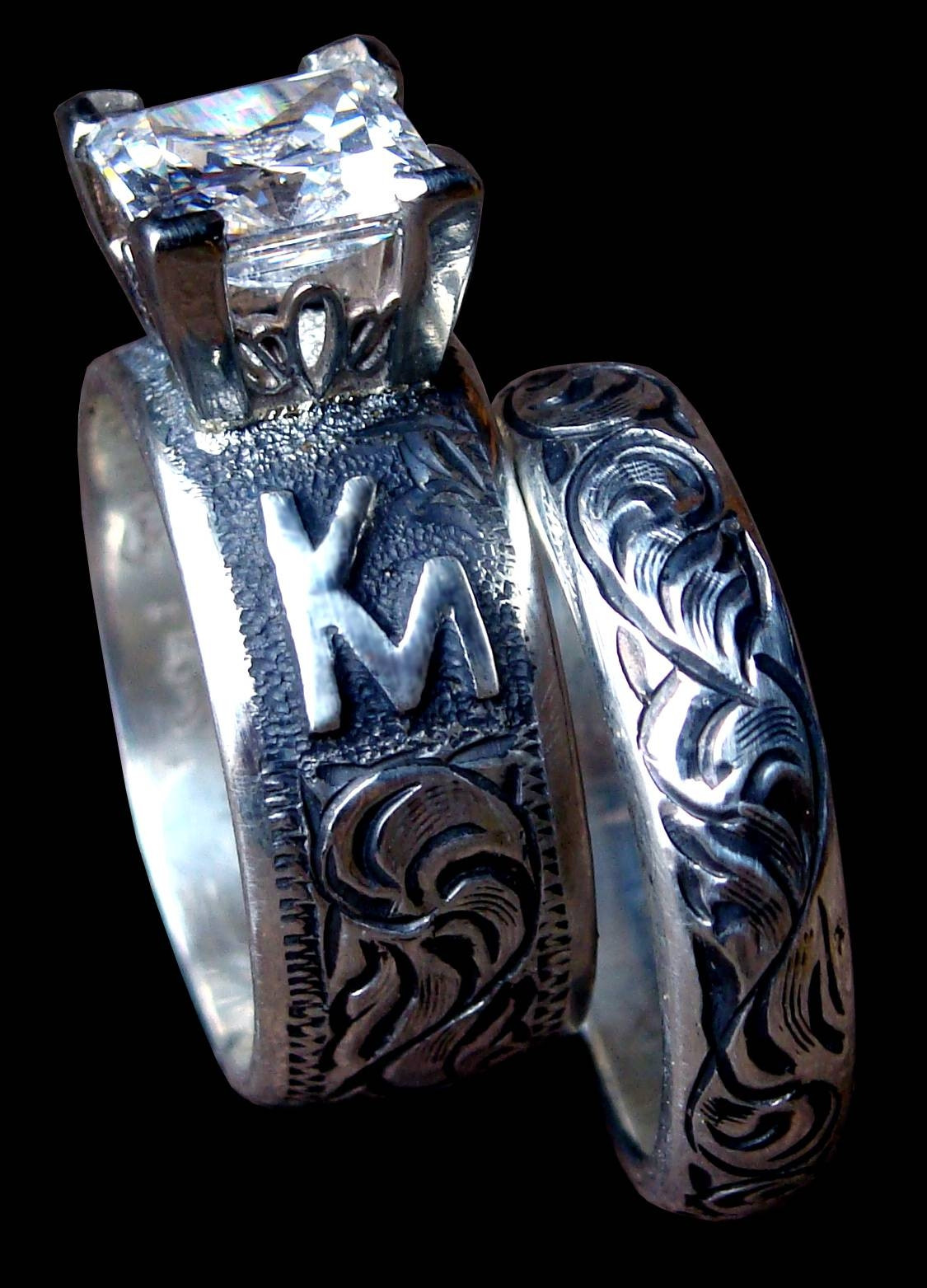 Cowboy Style Wedding Rings
 15 Collection of Western Engraved Wedding Rings
