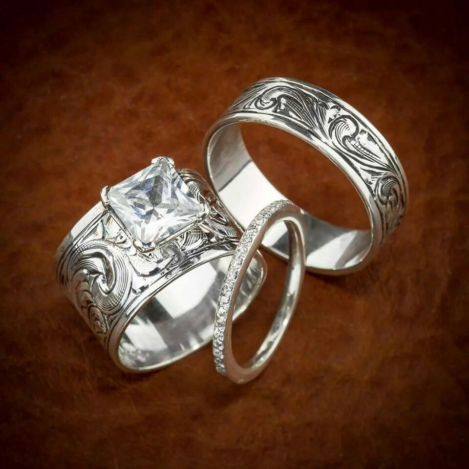 Cowboy Style Wedding Rings
 Fanning Jewelry I m in love with this ♡