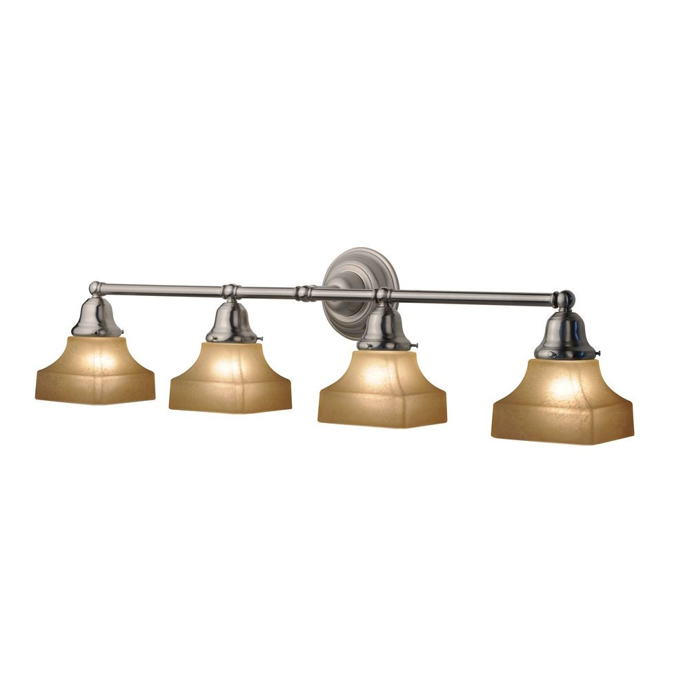 Craftsman Bathroom Lighting
 Craftsman Style 4 Light Bathroom Light Satin Nickel with