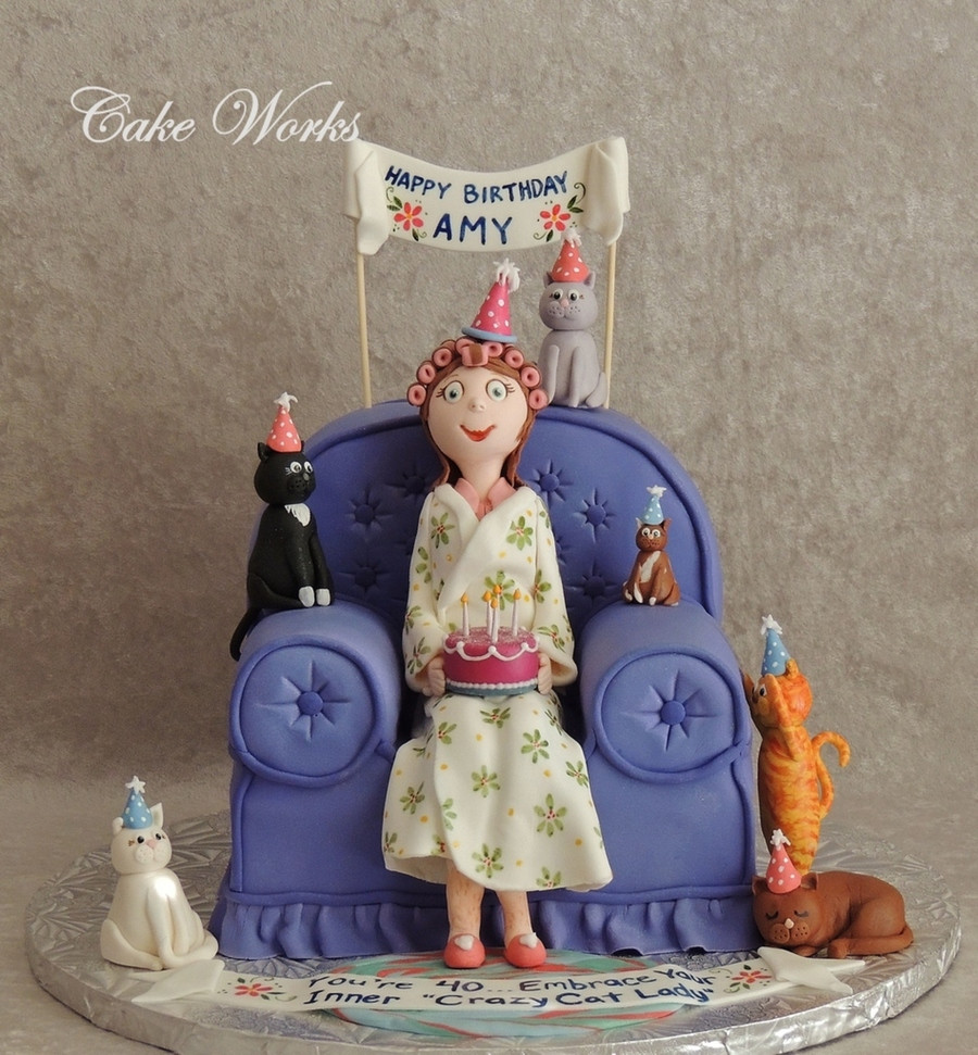 Crazy Cat Lady Birthday Cake
 40Th Birthday "crazy Cat Lady" CakeCentral