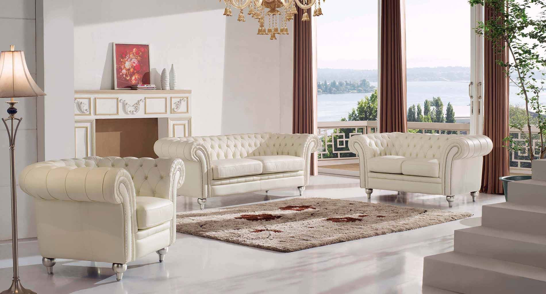 Cream Chairs Living Room
 287 Tufted Cream Living Room Set ESF Furniture 1 Reviews