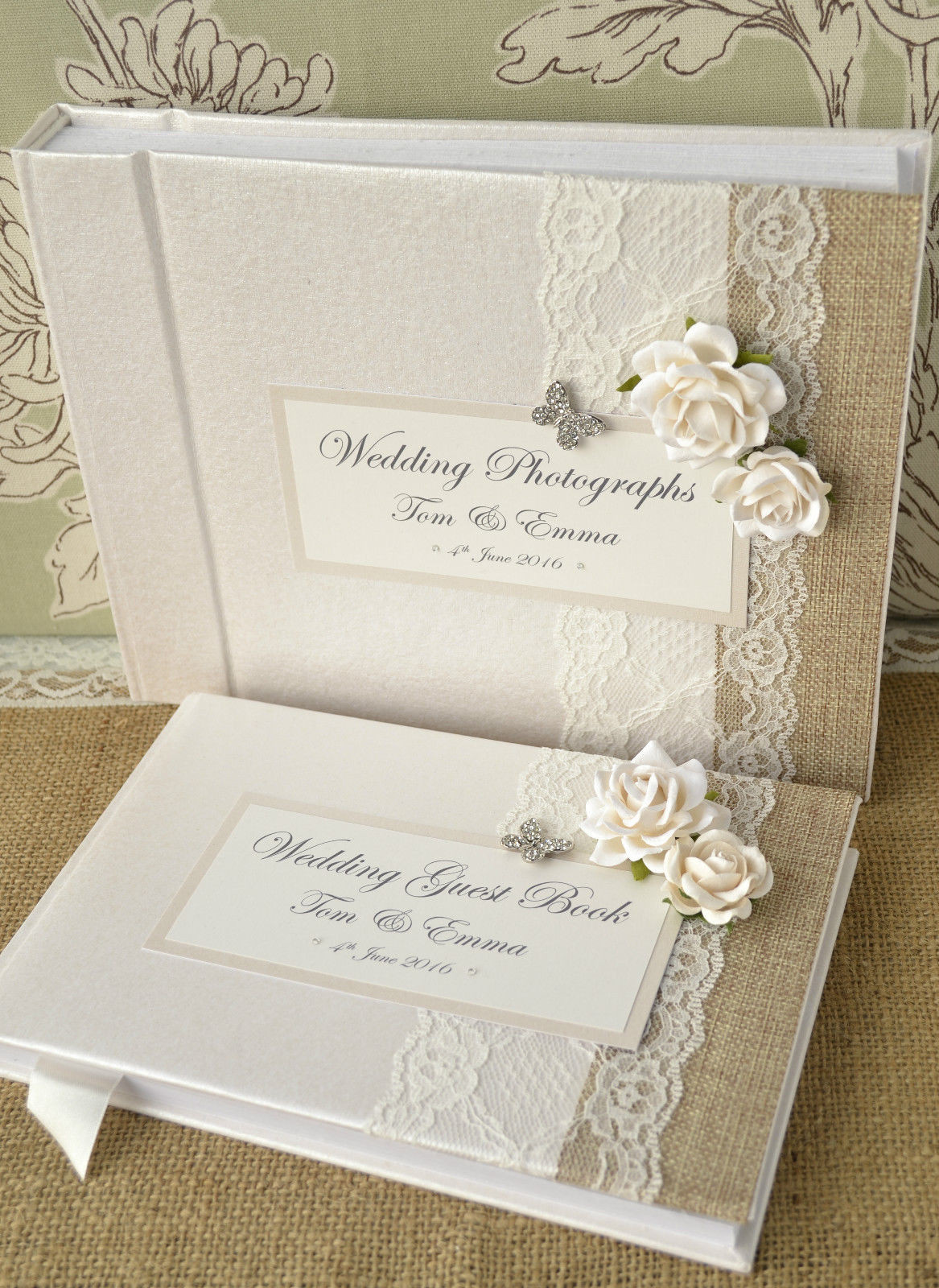 Create Wedding Guest Book
 Luxury Personalised Wedding Guest Book & Album Set Lace