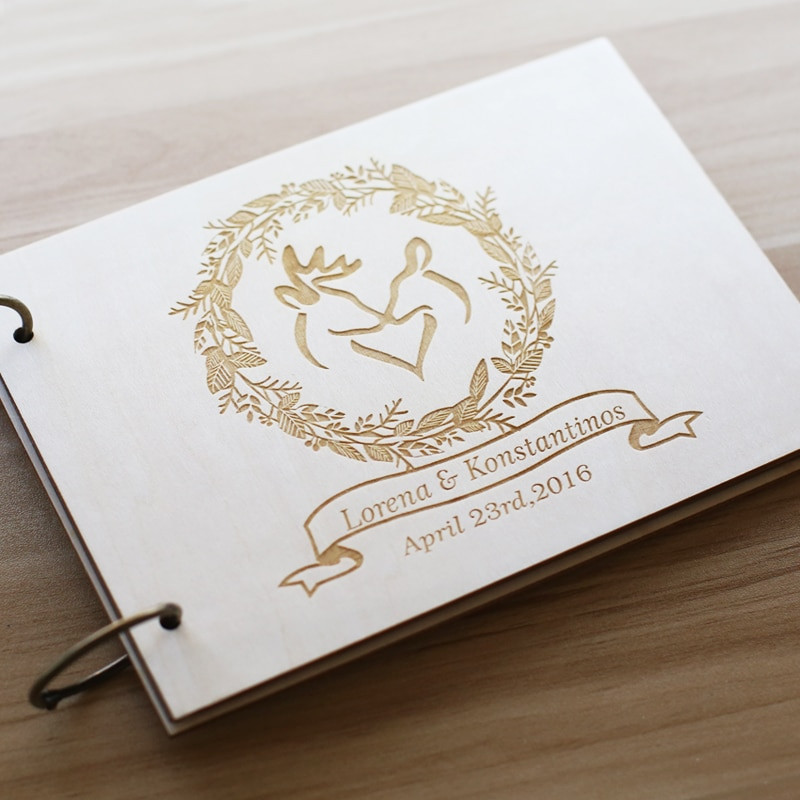 Create Wedding Guest Book
 Rustic Custom Wedding Guest Book With deers Personalized