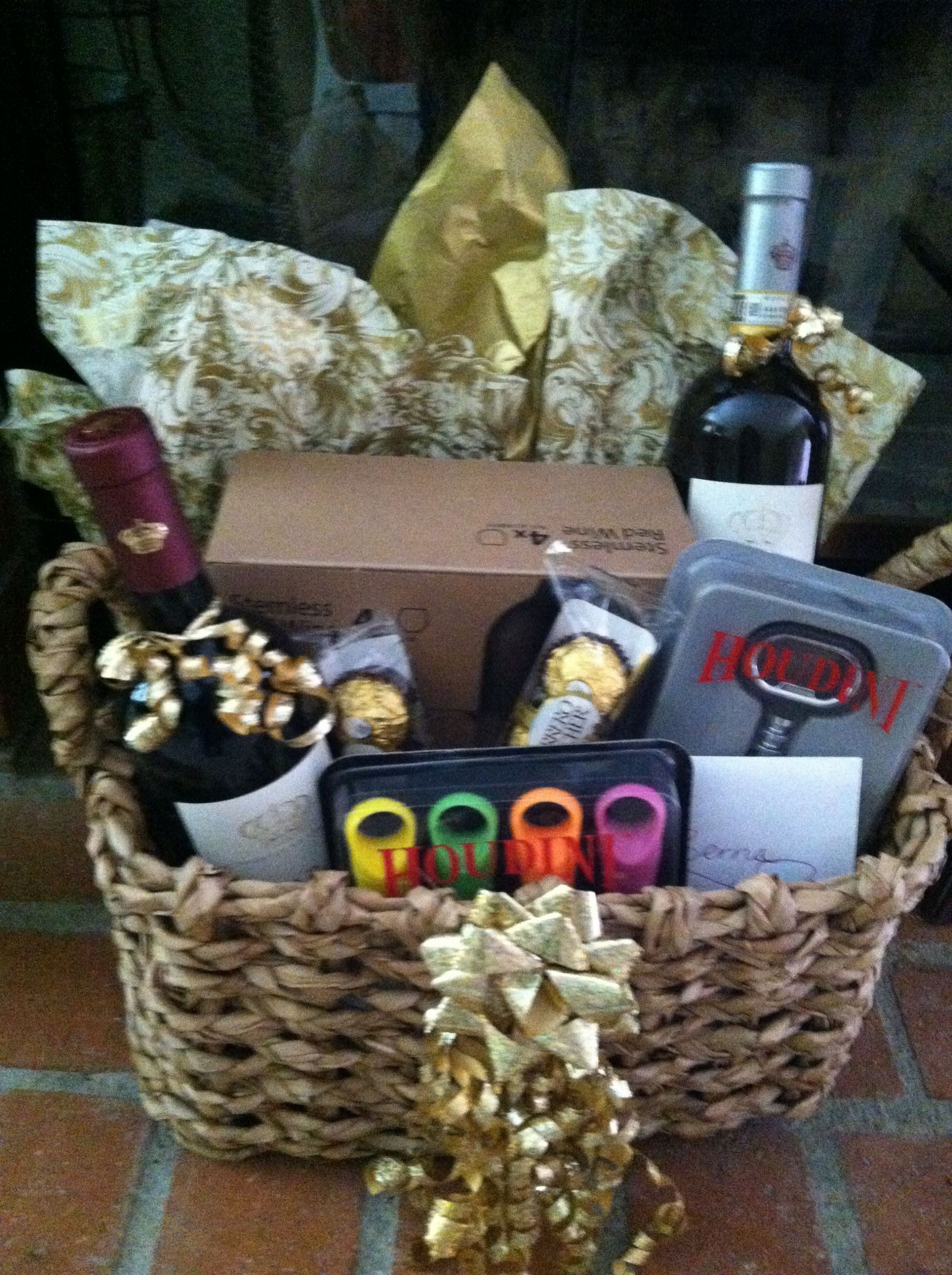 Creative Bridal Shower Gift Basket Ideas
 Wine basket I made for a Bridal Sower
