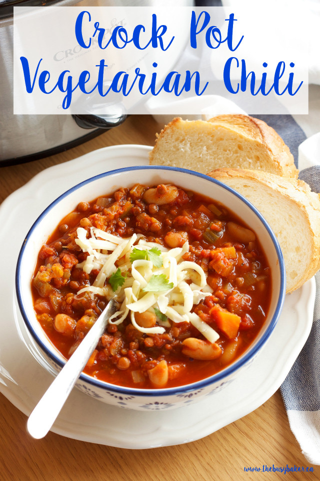 Crock Pot Recipes Vegetarian
 Crock Pot Ve arian Chili Slow Cooker The Busy Baker