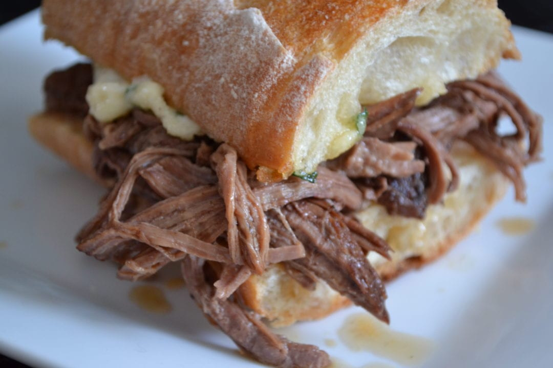 Crockpot Roast Beef Sandwiches
 Slow Cooked Shredded Pot Roast Sandwich