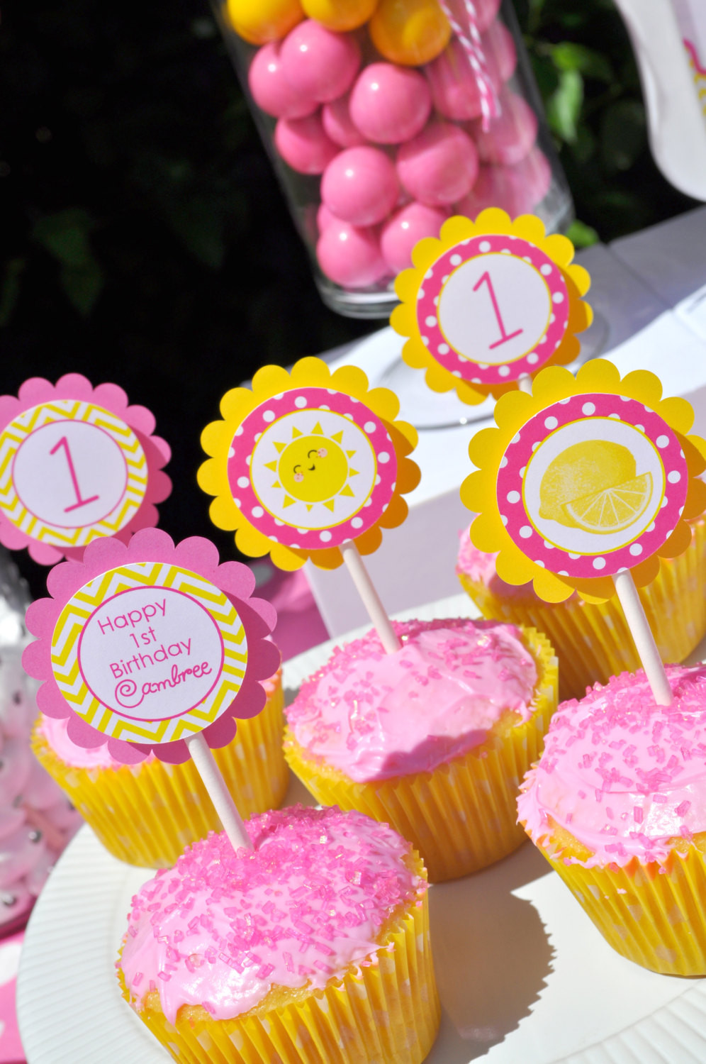 Cupcake Birthday Party Ideas
 Lemonade and Sunshine Birthday Cupcake Toppers – Birthday