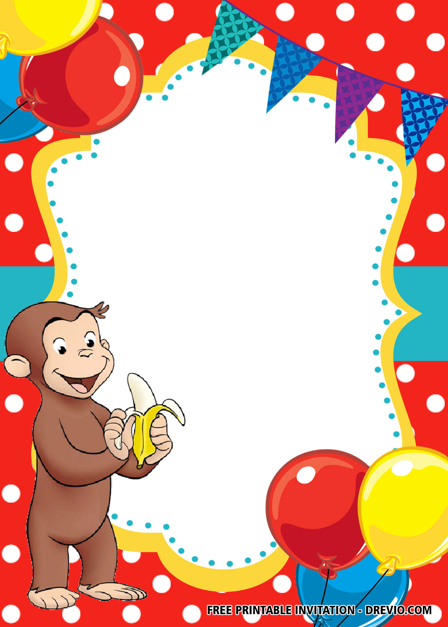 Curious George Birthday Party Invitations
 FREE Blank Curious George Invitation Templates – FREE