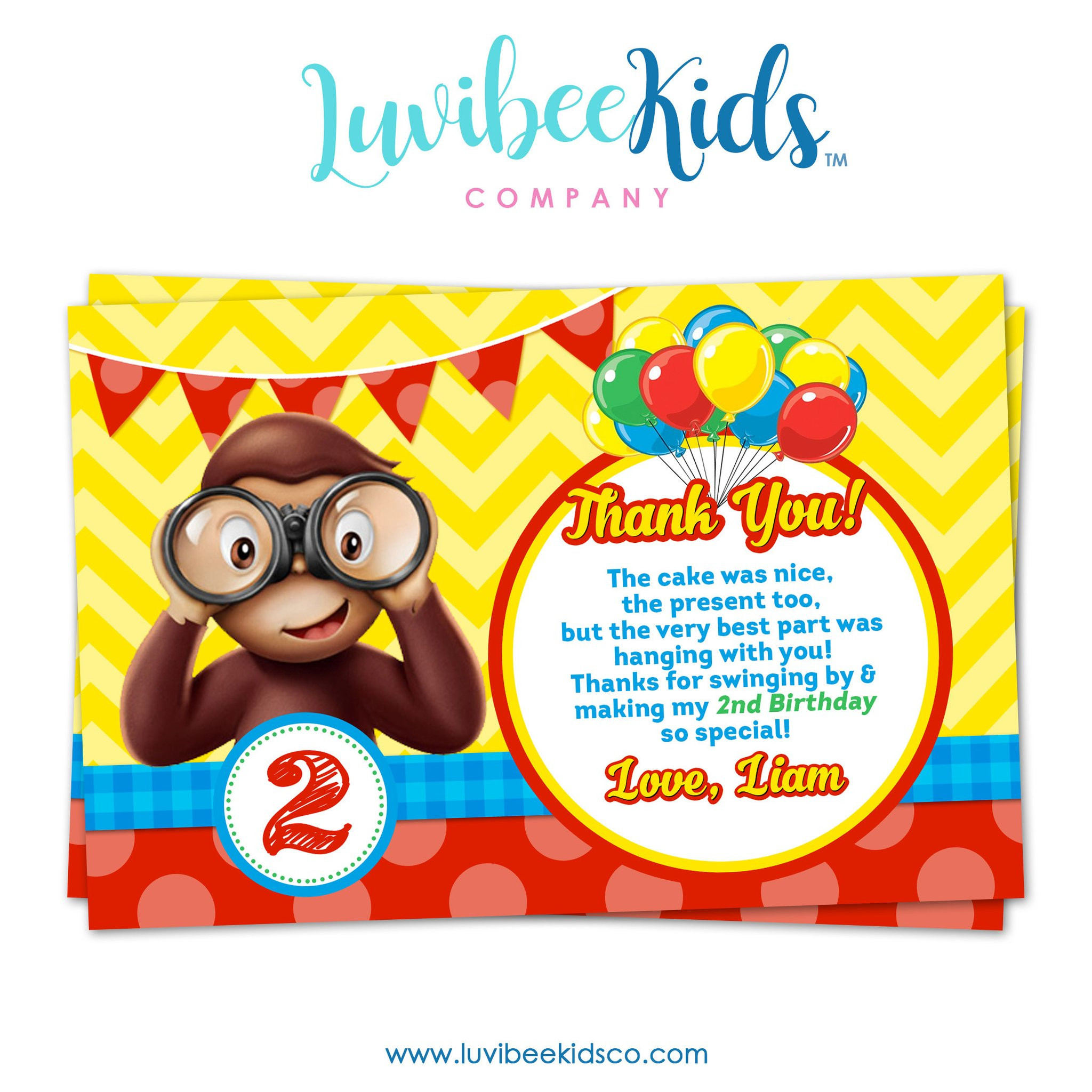 Curious George Birthday Party Invitations
 Curious George Invitations by Luvibeekids Co – LuvibeeKidsCo